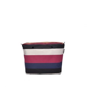 O bag classic stripped fabric zip-up inner bag